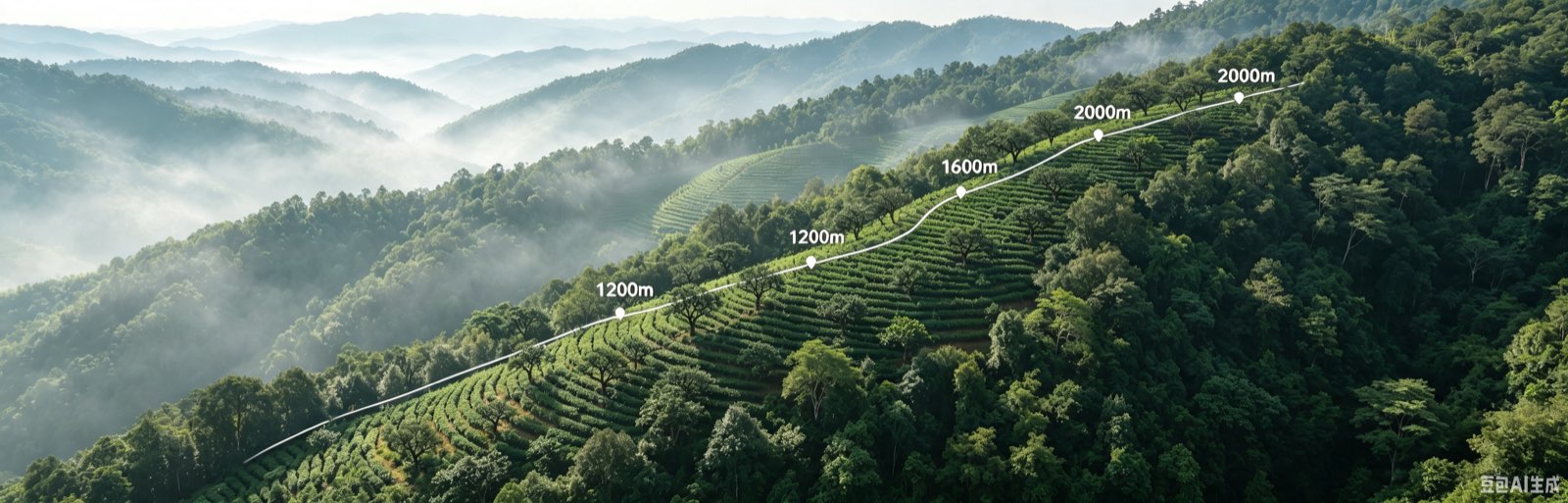 云南高山茶园全景